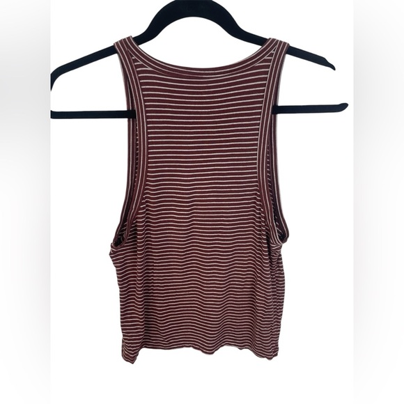 American Eagle Soft and Sexy Burgundy and White Rib Tube Tank Top M Girl Juniors - Picture 2 of 7